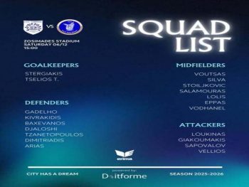 Η αποστολή της Νίκης Βόλου για τον αγώνα με τον ΠΑΣ 