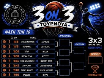 Ολοκληρώθηκε με επιτυχία η πρώτη ημέρα του 3on3 Κοσμηράς!