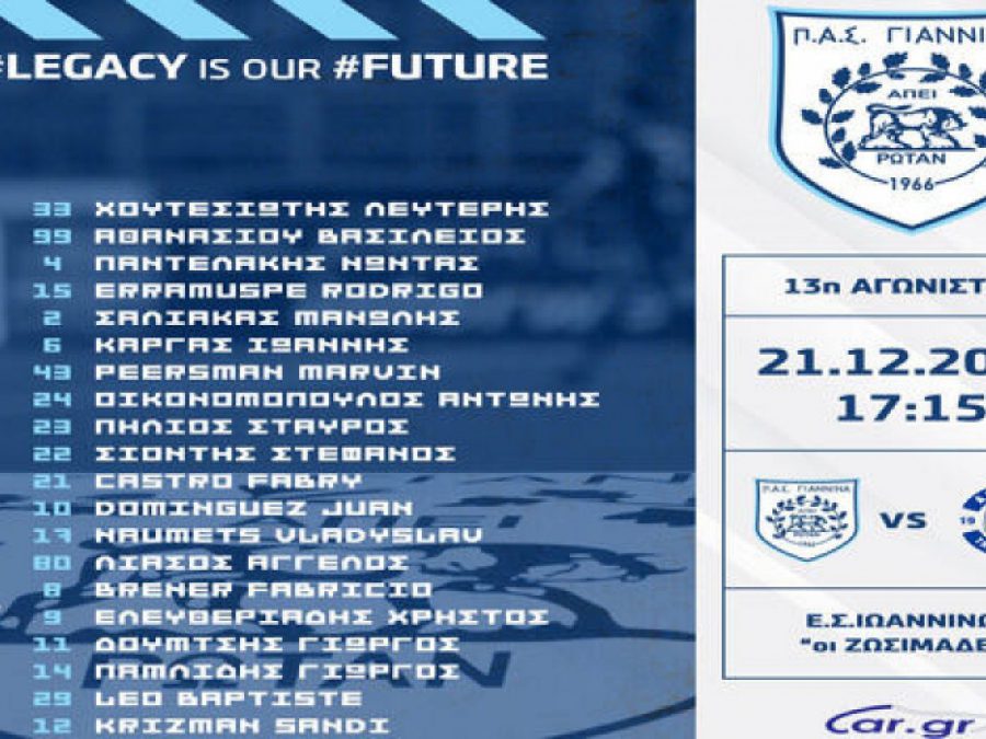 Η αποστολή του ΠΑΣ για Αστέρα Τρίπολης