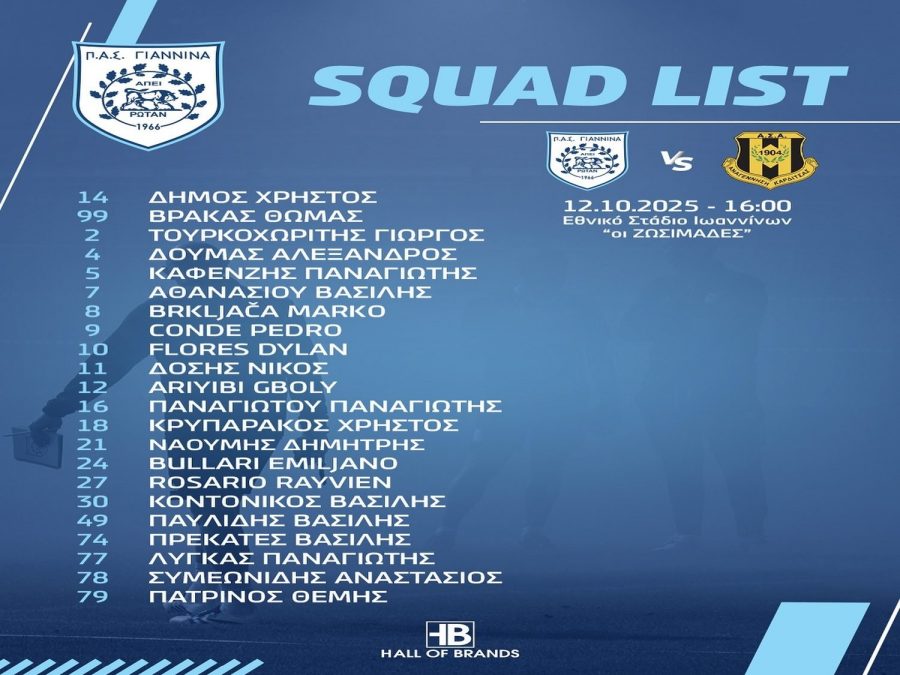 Με Κόντε η 22άδα του ΠΑΣ ενόψει Καρδίτσας