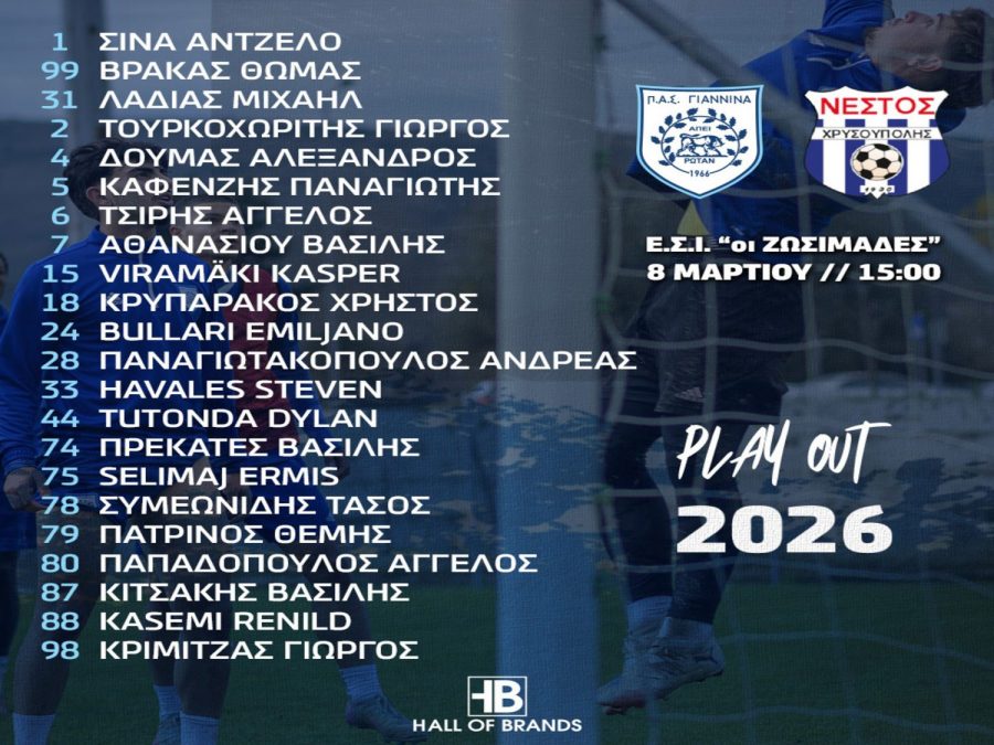 Η αποστολή του ΠΑΣ Γιάννινα ενόψει Νέστου Χρυσούπολης