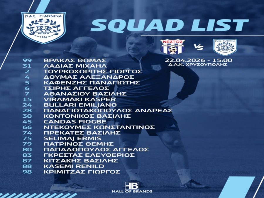 Mε 21 παίκτες η αποστολή του ΠΑΣ ενόψει Νέστου